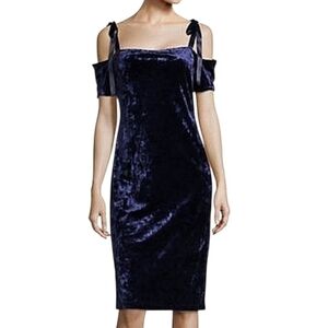 NEW Navy Velvet Off-Shoulder Midi Dress Size 8